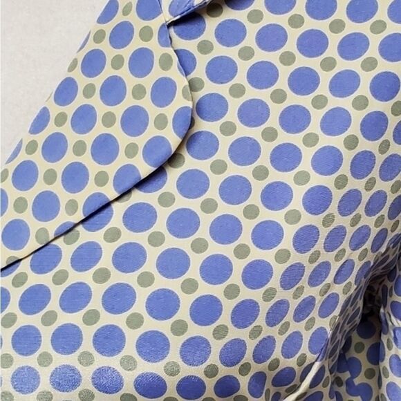 Leslie Fay 1980s Vtg maxi dress blue polka dot w/ short sleeves Summer Flowy - Picture 4 of 11